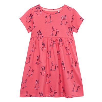 Girls' pink bunny print dress